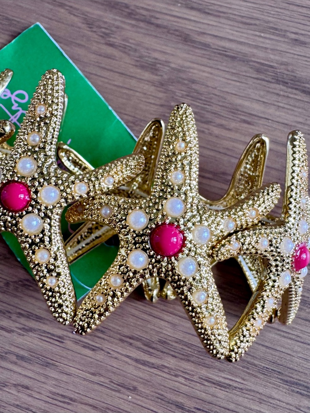 NWT! LILLY PULITZER Gold Metalli ~ GWP / Gold Starfish Cuff Bracelet